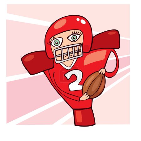 Téléchargez les illustrations : Personnage de dessin animé joueur de rugby. illustration vectorielle - en licence libre de droit