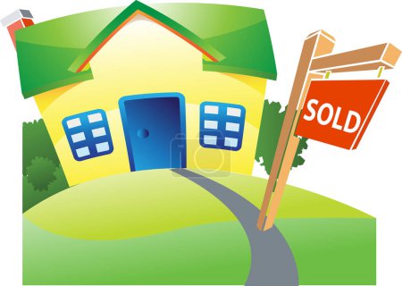 Ilustración de Concepto de bienes raíces con signo de casa - Imagen libre de derechos