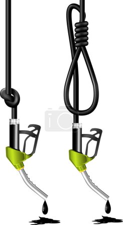 Illustration for Dangling Fuel Pump with drop of oil - Royalty Free Image