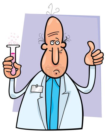 Illustration for Cartoon scientist with test tube - Royalty Free Image