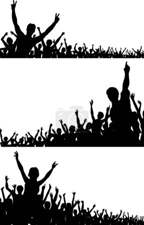 Illustration for Vector silhouette of people at rock concert - Royalty Free Image