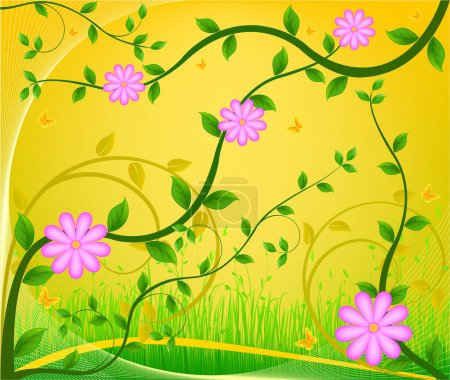 Téléchargez les illustrations : Fond floral abstrait avec des fleurs - en licence libre de droit