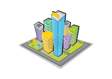 Illustration for City buildings icon vector - Royalty Free Image