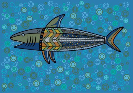 Illustration for Fish on blue   vector illustration - Royalty Free Image
