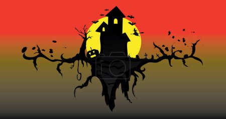 Illustration for Halloween vector background with castle - Royalty Free Image