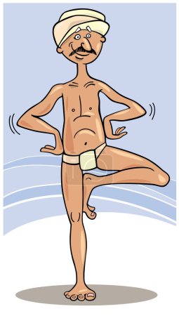 Illustration for Cartoon old man doing yoga - Royalty Free Image