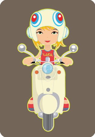 Illustration for Woman on scooter  vector illustration - Royalty Free Image