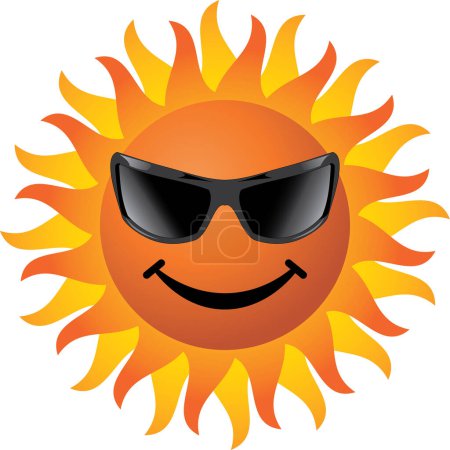Illustration for Sun with sunglasses icon - Royalty Free Image