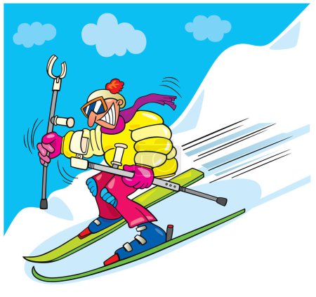 Téléchargez les illustrations : Homme sportif ski, illustration vectorielle - en licence libre de droit