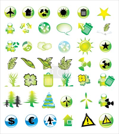 Téléchargez les illustrations : Ensemble de symboles écologiques, illustration vectorielle - en licence libre de droit