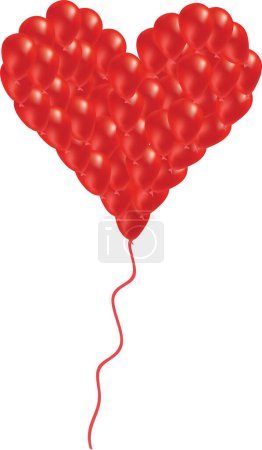 Téléchargez les illustrations : Coeur avec ballons rouges - en licence libre de droit