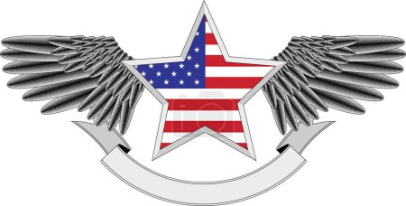 Téléchargez les illustrations : Etats-Unis drapeau avec ailes d'aigle, illustration - en licence libre de droit