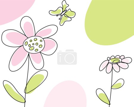 Ilustración de Flores abstractas sobre fondo blanco - Imagen libre de derechos