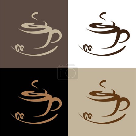 Téléchargez les illustrations : Tasses à café ensemble illustration vectorielle - en licence libre de droit