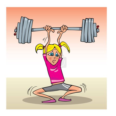 Ilustración de Chica haciendo ejercicio con barbell - Imagen libre de derechos