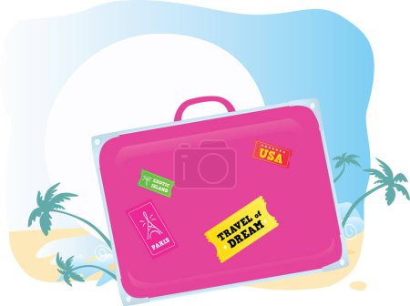 Illustration for Travel suitcase with a stickers - Royalty Free Image