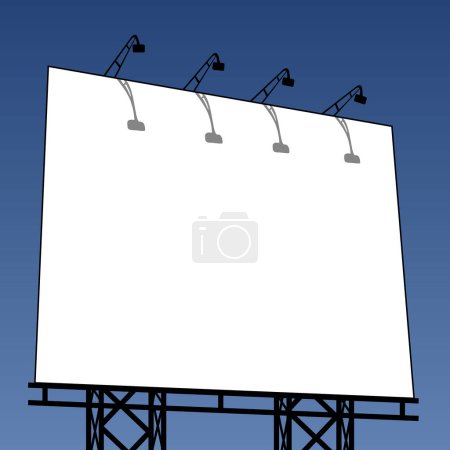 Illustration for Advertising billboard on blue sky background. 3 d rendering. - Royalty Free Image