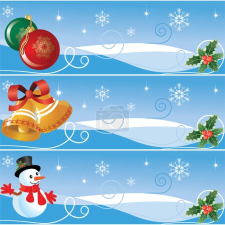 Téléchargez les illustrations : Cartes de voeux de Noël avec bonhomme de neige - en licence libre de droit