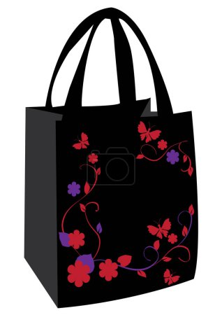 Illustration for Vector illustration of a bag with flowers - Royalty Free Image
