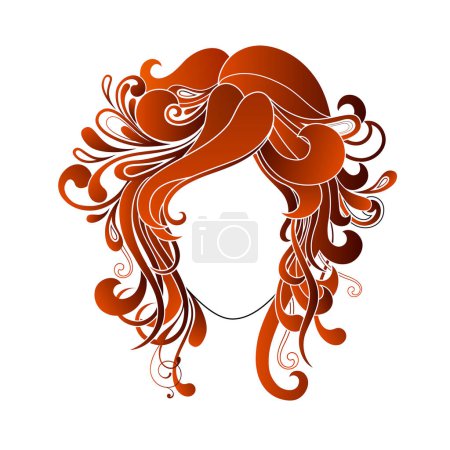 Ilustración de Hermosa mujer con cabello castaño. ilustración vectorial en estilo plano - Imagen libre de derechos