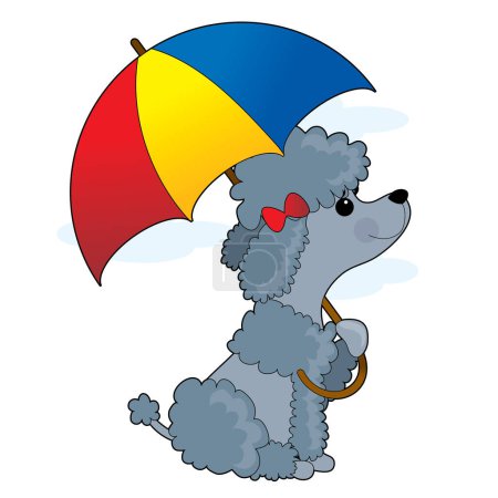 Téléchargez les illustrations : Chien avec parapluie. illustration vectorielle - en licence libre de droit