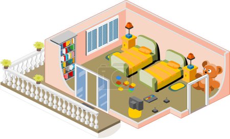 Illustration for Isometric living room interior - Royalty Free Image