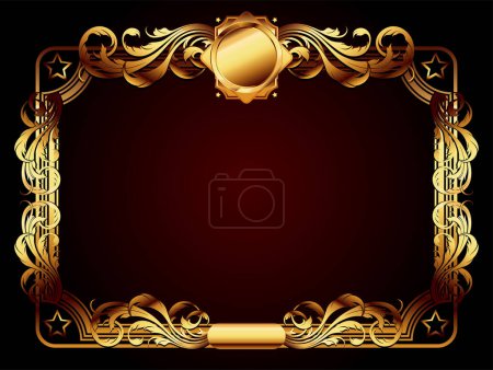 Ilustración de Marco de oro vintage y ornamento. - Imagen libre de derechos