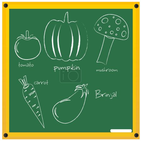 Illustration for Vector illustration, hand drawn vegetables on chalkboard background - Royalty Free Image