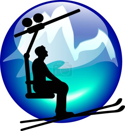 Illustration for Ski lift sign or button for web or print - Royalty Free Image