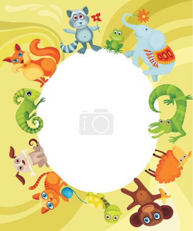 Téléchargez les illustrations : Carte animale, illustration vectorielle moderne - en licence libre de droit