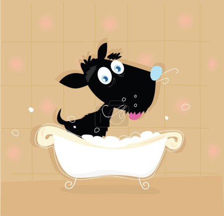 Illustration for Dog in bath vector illustration - Royalty Free Image