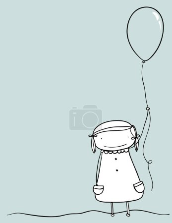Illustration for Cute girl with balloon  vector illustration - Royalty Free Image