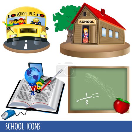 Illustration for School icons on a white background - Royalty Free Image