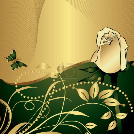 Téléchargez les illustrations : Fleur abstraite avec fond doré - en licence libre de droit
