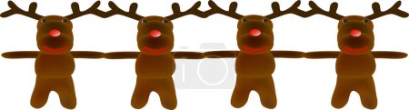 Ilustración de Divertidos personajes de Navidad con renos aislados en blanco - Imagen libre de derechos