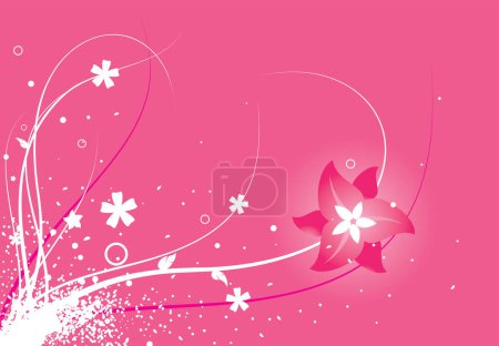 Téléchargez les illustrations : Fond vectoriel floral rose, dessin pour affiche - en licence libre de droit