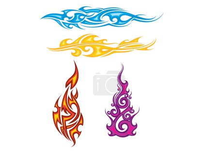 Ilustración de Fuego llama iconos conjunto - Imagen libre de derechos