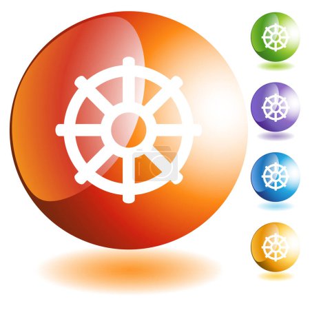 Ilustración de Budista rueda vida icono botón web aislado en un fondo
. - Imagen libre de derechos