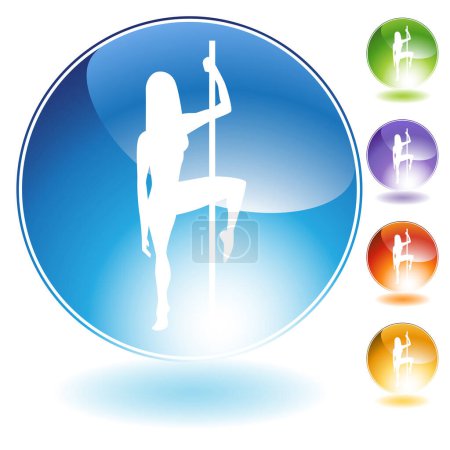 Illustration for Female pole dancer crystal icon isolated on a white background. - Royalty Free Image