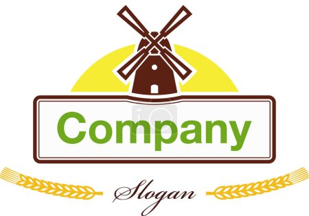 Illustration for Vintage logo of a company with windmill - Royalty Free Image