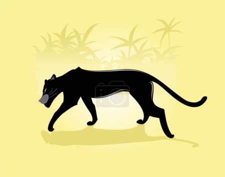 Illustration for Silhouette of Panthera in the jungle - Royalty Free Image