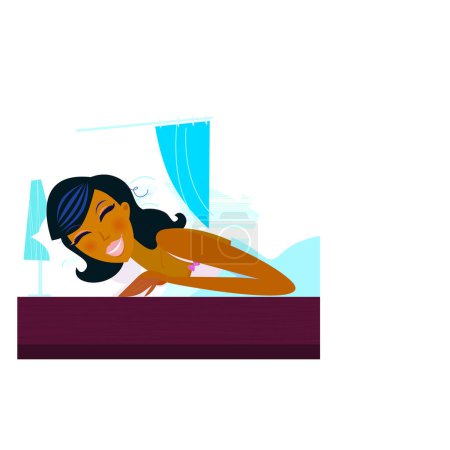 Téléchargez les illustrations : Femme couchée dans la chambre - en licence libre de droit