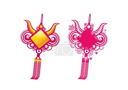 Ilustración de Dos vector ilustración de un par de plumas de color rosa y blanco con elementos de oro y oro. - Imagen libre de derechos