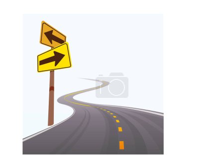 Téléchargez les illustrations : Signalisation routière avec une route - en licence libre de droit