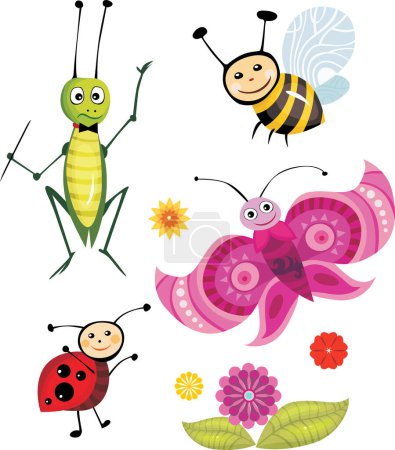 Téléchargez les illustrations : Ensemble d'insectes mignons - en licence libre de droit