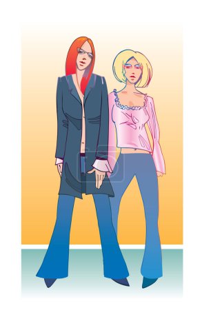 Téléchargez les illustrations : Deux jeunes femmes illustration - en licence libre de droit