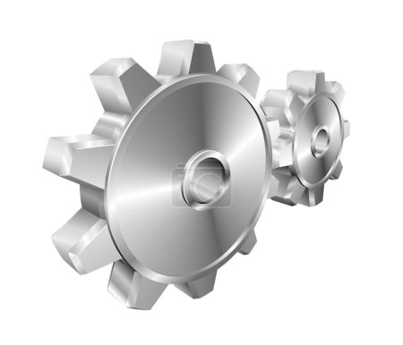 Illustration for 3 d rendering gear wheels on white background - Royalty Free Image