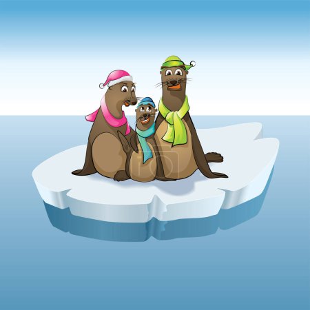 Téléchargez les illustrations : Phoques polaires sur la glace - en licence libre de droit