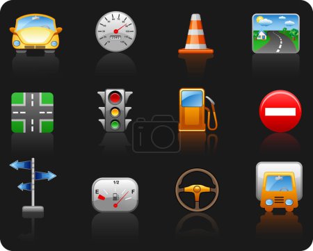Ilustración de Señales de tráfico vector iconos conjunto - Imagen libre de derechos