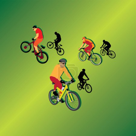 Illustration for Vector silhouette of cyclists. - Royalty Free Image